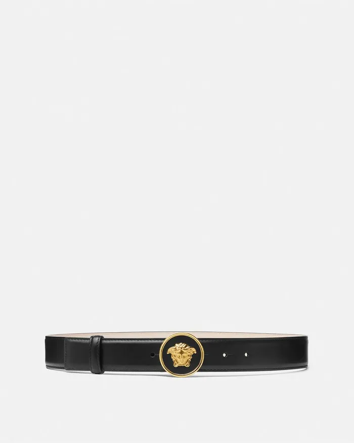 Versace Belts Women La Medusa Leather Belt 12034 Blackgold
