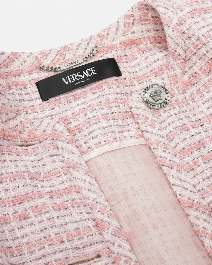 Versace Blazer and Jackets Women Tweed Cardigan Jacket Light Pink