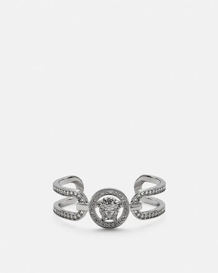 Versace Bracelets Women Crystal Medusa 03995 Cuff Bracelet Silver