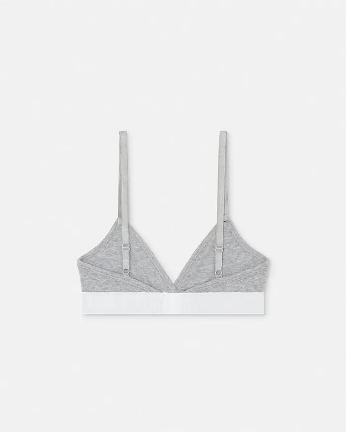 Versace Bras and Briefs Women 90s Vintage Logo Ribbed Bralette Gray