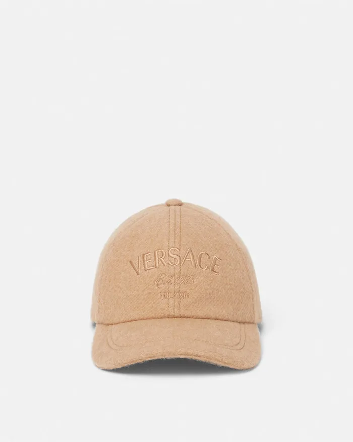 Versace Hats and Caps WomenMen Milano Stamp Wool Baseball Cap Brown
