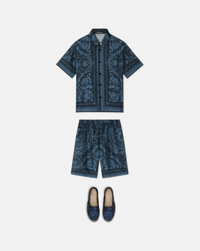 Versace Pants Kids Barocco Silk Shorts Blueprint