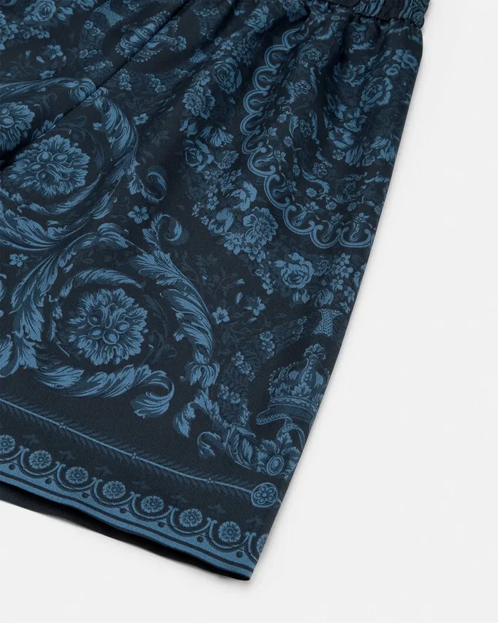 Versace Pants Kids Barocco Silk Shorts Blueprint
