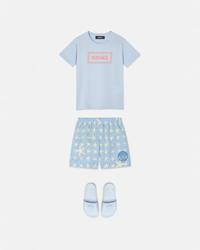 Versace Shirts and Tshirts Kids 90s Vintage Logo TShirt Light Blue