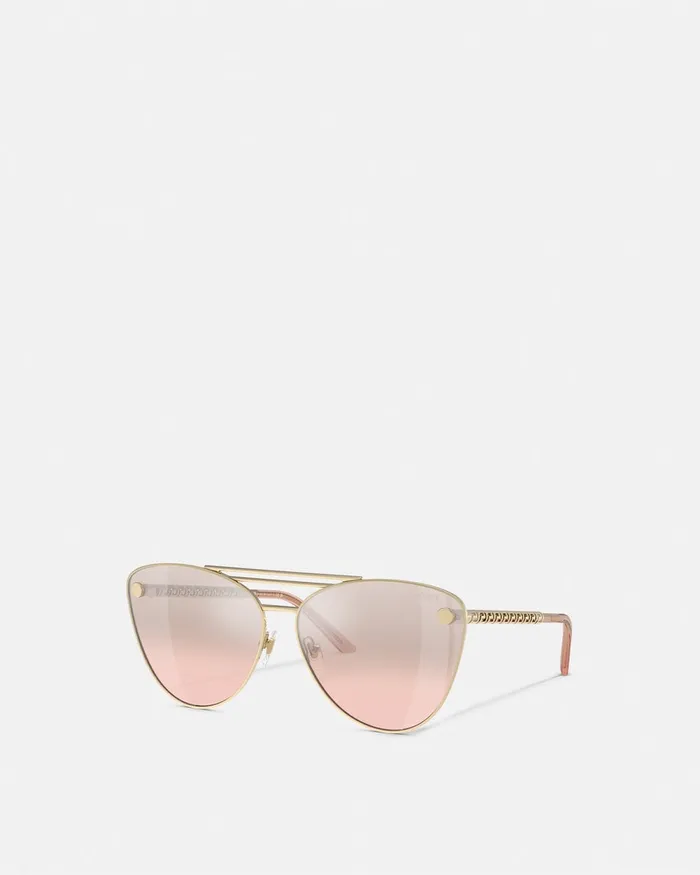 Versace Sunglasses Women Tubular Greca CatEye Sunglasses Pink
