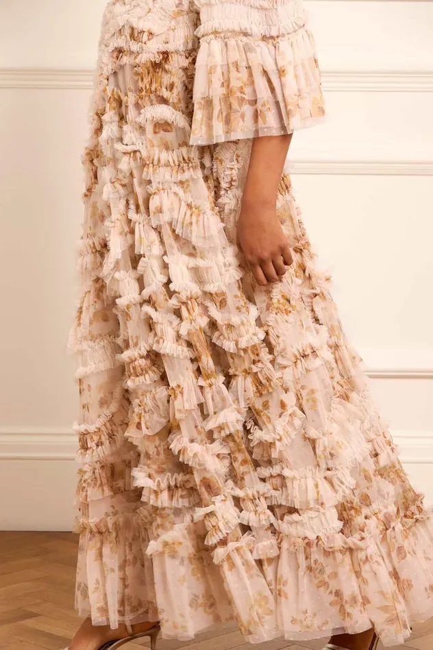Vintage Rose Aaliyah Long Sleeve Gown Multi Women Needle and Thread Dresses