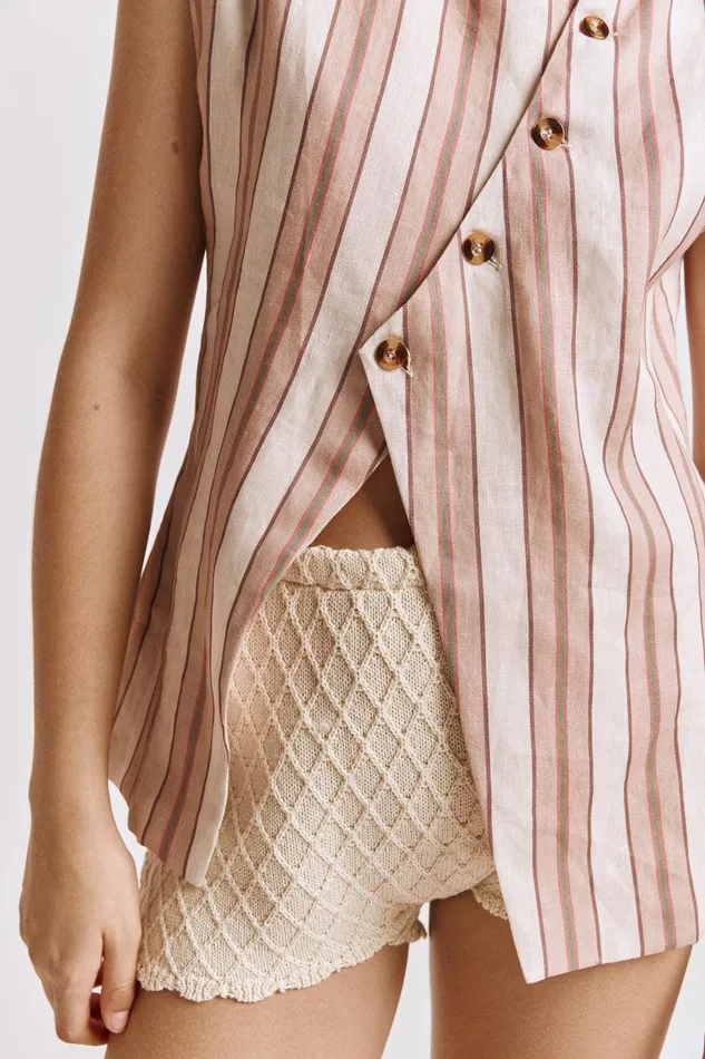 VRG GRL Aria Vest Pink Stripe Women Sleeveless VRG GRL Aria Vest Pink Stripe Women Sleeveless