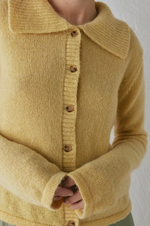 VRG GRL Avery Knit Cardigan Lemon Women Cardigans VRG GRL Avery Knit Cardigan Lemon Women Cardigans