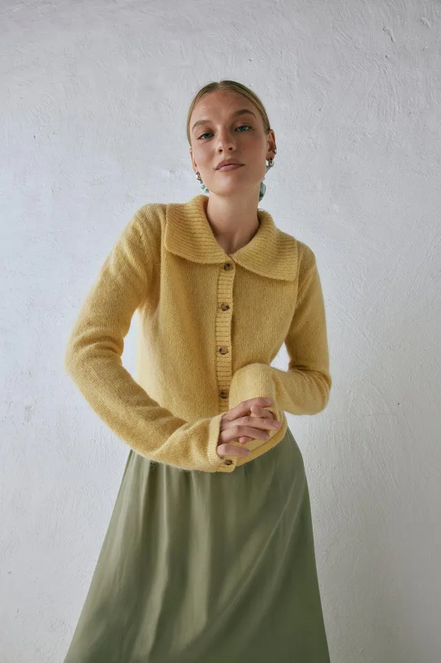 VRG GRL Avery Knit Cardigan Lemon Women Cardigans VRG GRL Avery Knit Cardigan Lemon Women Cardigans