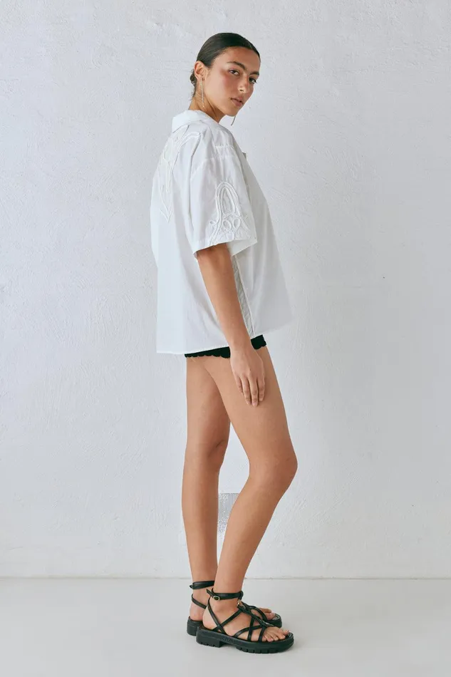 VRG GRL Cecile Shirt White Women Short Sleeve VRG GRL Cecile Shirt White Women Short Sleeve
