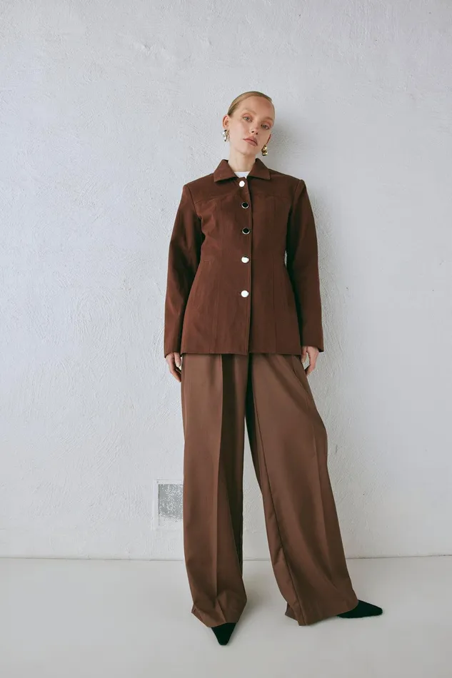 VRG GRL Esti Jacket Chocolate Women Sets VRG GRL Esti Jacket Chocolate Women Sets