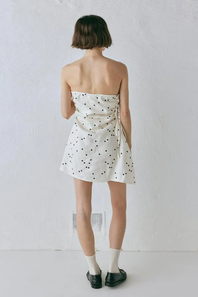 VRG GRL Gaia Linen Mini Dress Dot Women Mini Dresses