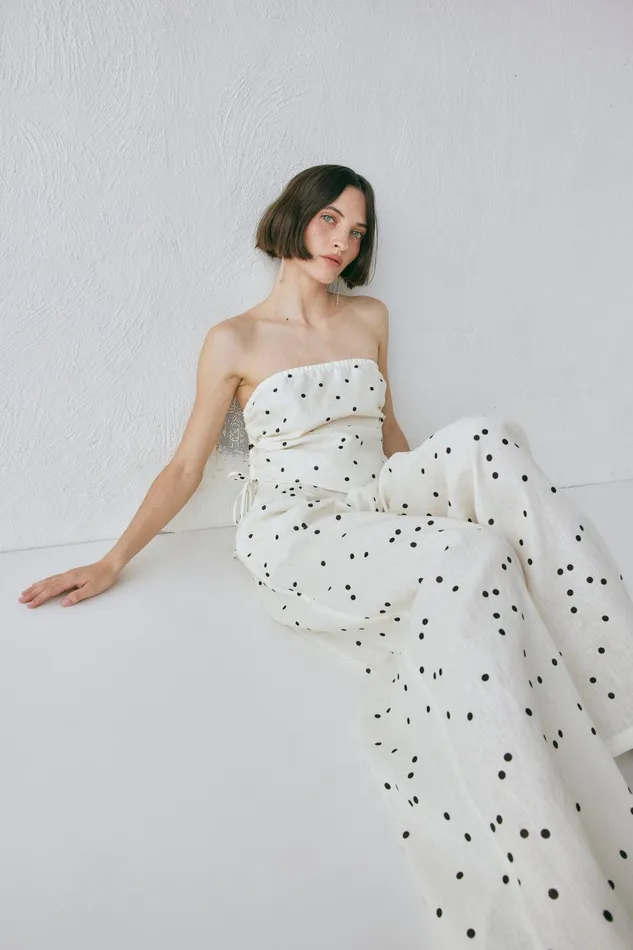 VRG GRL Skye Linen Pants Dot Women Sets VRG GRL Skye Linen Pants Dot Women Sets