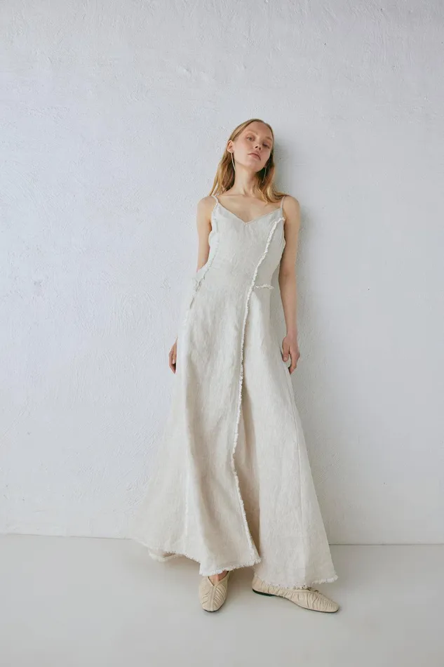 VRG GRL Thea Linen Maxi Dress Natural Women MidiMaxi Dresses