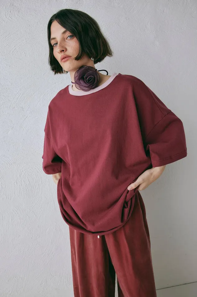 VRG GRL Willow Tee Wine Women Short Sleeve
