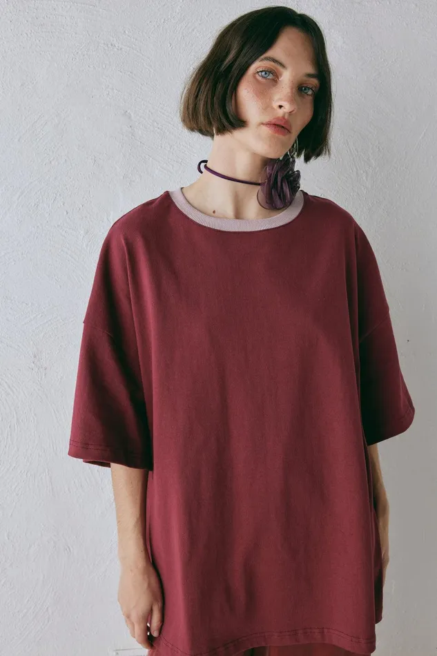 VRG GRL Willow Tee Wine Women Short Sleeve