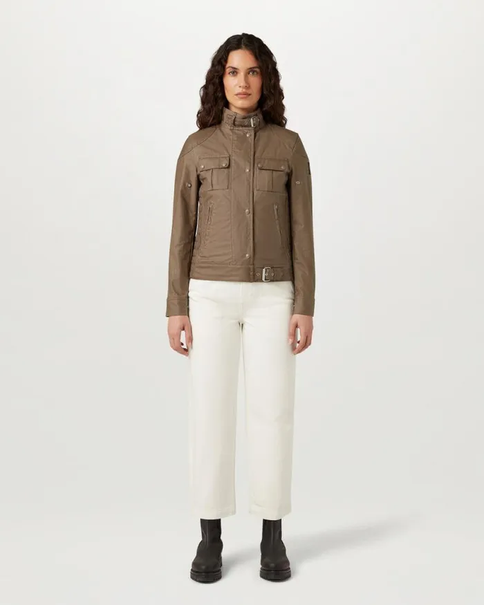 Waxed Jackets Women Belstaff Gangster Jacket Dark Pumice Waxed Jackets Women Belstaff Gangster Jacket Dark Pumice