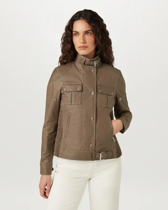 Waxed Jackets Women Belstaff Gangster Jacket Dark Pumice Waxed Jackets Women Belstaff Gangster Jacket Dark Pumice
