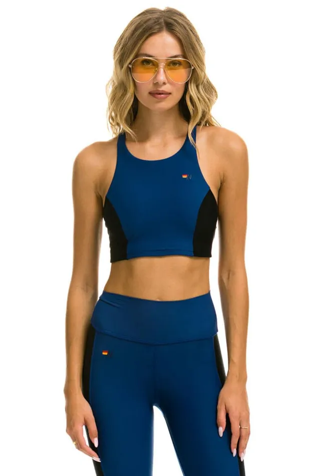 Women Activewear Aviator Nation COLOR BLOCK RACER SPORTS BRA 8211 ROYAL