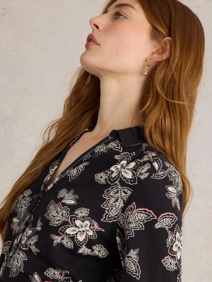 Women ANNIE COTTON SHIRT Black Multi White Stuff Tops and Tees Women ANNIE COTTON SHIRT Black Multi White Stuff Tops and Tees