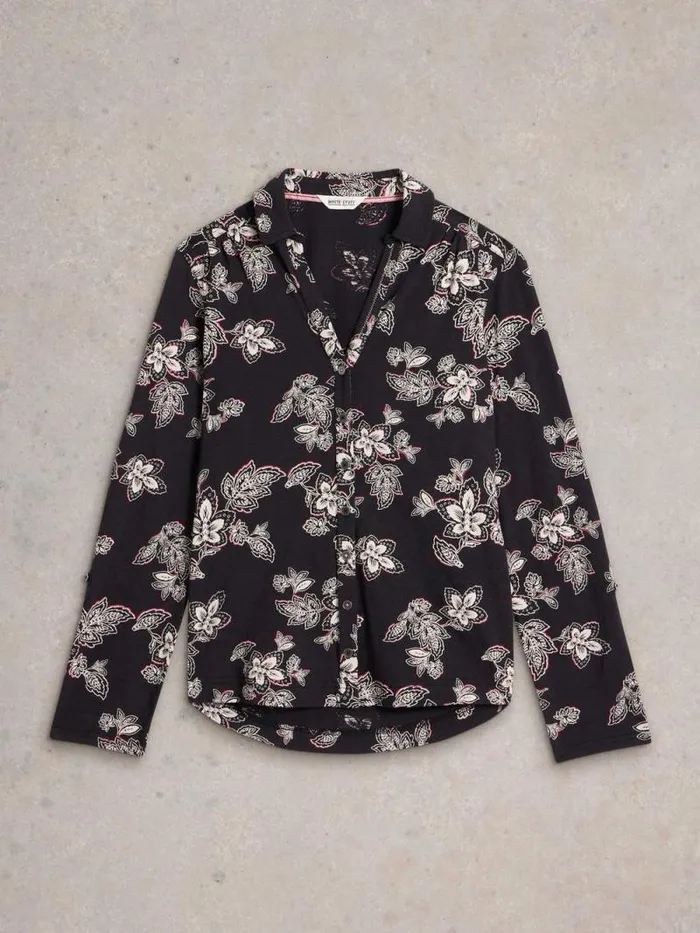 Women ANNIE COTTON SHIRT Black Multi White Stuff Tops and Tees Women ANNIE COTTON SHIRT Black Multi White Stuff Tops and Tees