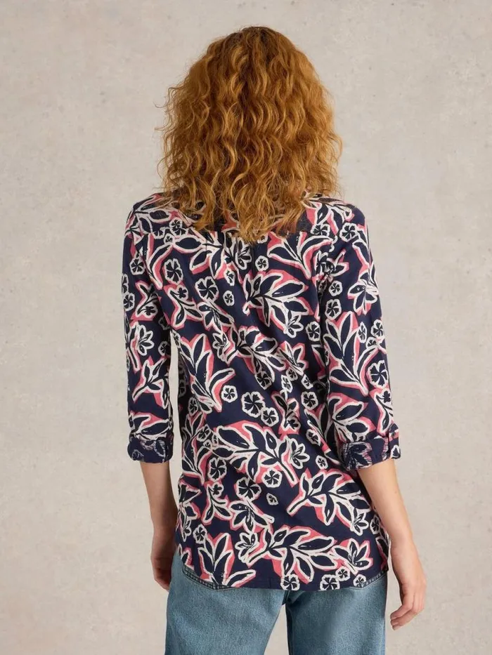 Women ANNIE LONGLINE COLLARED SHIRT Navy Multi White Stuff Shirts and Blouses Women ANNIE LONGLINE COLLARED SHIRT Navy Multi White Stuff Shirts and Blouses