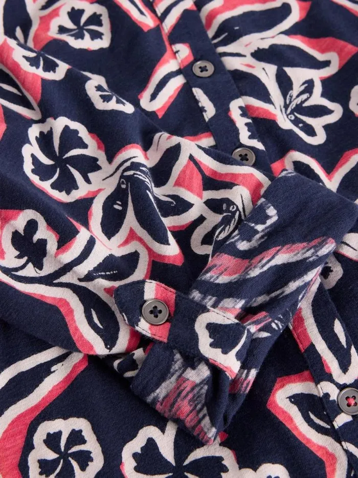 Women ANNIE LONGLINE COLLARED SHIRT Navy Multi White Stuff Shirts and Blouses Women ANNIE LONGLINE COLLARED SHIRT Navy Multi White Stuff Shirts and Blouses