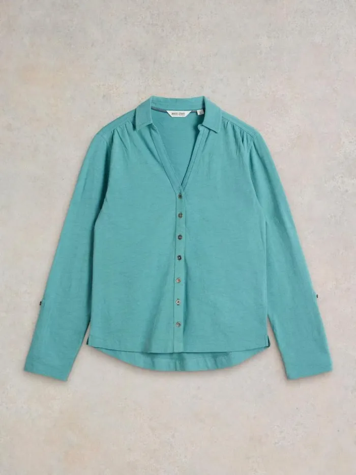 Women ANNIE TEXTURED SHIRT Mid Teal White Stuff Shirts and Blouses