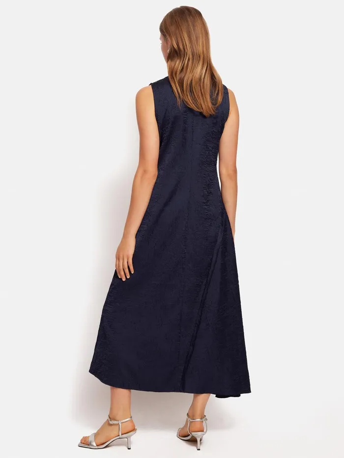Women Asymmetric Textured Dress Navy Jigsaw Party