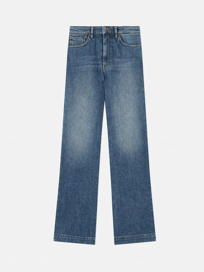 Women Balfour Long Wide Leg Jean Vintage Mid Blue Jigsaw Denim