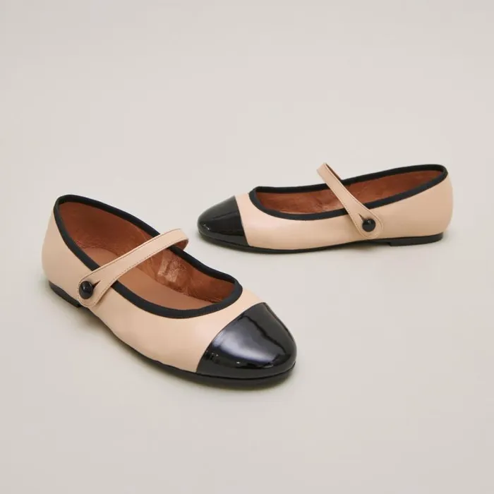 Women Ballerinas With Straps Beige JONAK Ballet Flats