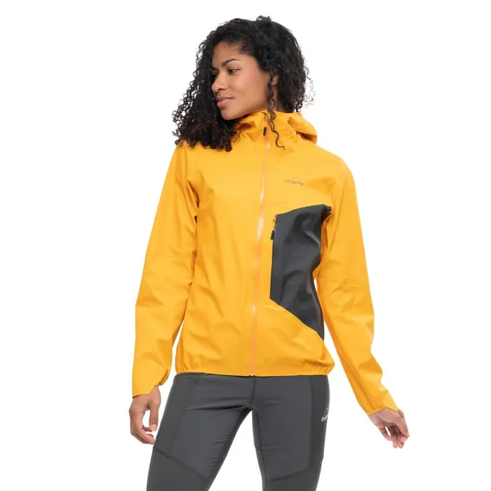 Women Bergans Of Norway Shell Jackets Y Lightline Air 3l Shell Jacket Mango Yellow Dark Shadow Grey