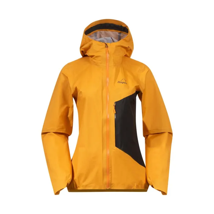 Women Bergans Of Norway Shell Jackets Y Lightline Air 3l Shell Jacket Mango Yellow Dark Shadow Grey