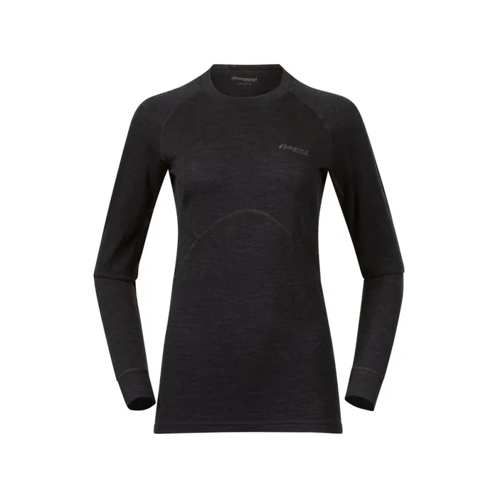 Women Bergans Of Norway Wool Longsleeved Shirts InnerPure W Long Sleeve Solid Charcoal