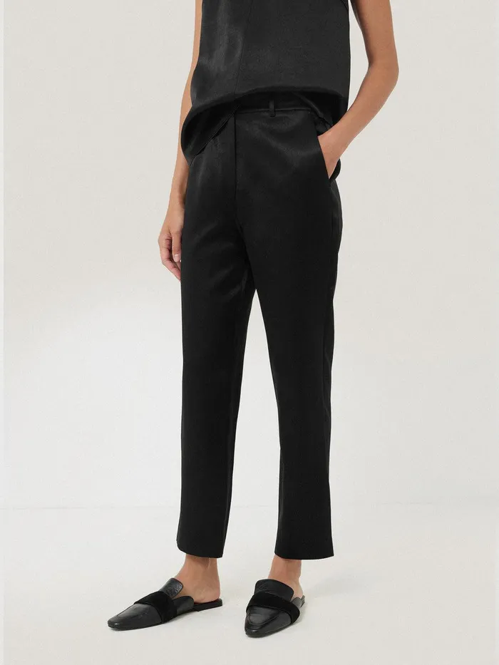 Women Bonded Satin Trouser Black Jigsaw Party