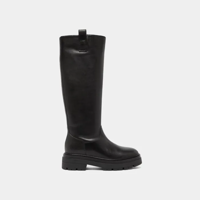 Women Boots With Notched Soles And Square Toe Black JONAK Boots Thighhigh Boots