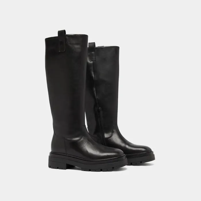 Women Boots With Notched Soles And Square Toe Black JONAK Boots Thighhigh Boots