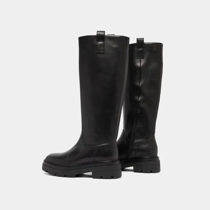 Women Boots With Notched Soles And Square Toe Black JONAK Boots Thighhigh Boots