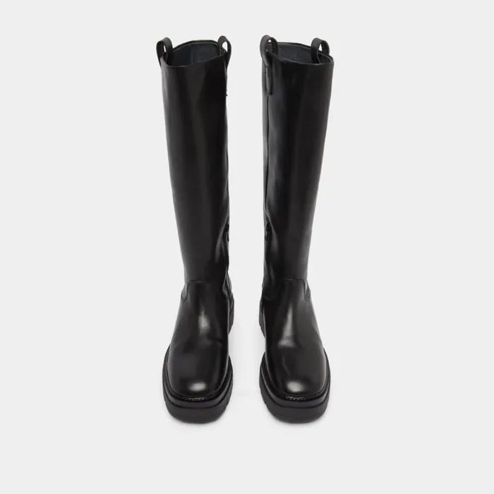 Women Boots With Notched Soles And Square Toe Black JONAK Boots Thighhigh Boots