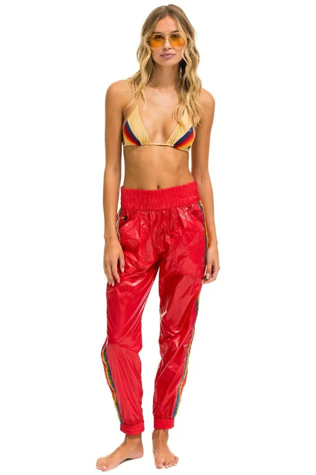 Women Bottoms Aviator Nation 5 STRIPE HI RISE WIND PANT 8211 CHERRY Women Bottoms Aviator Nation 5 STRIPE HI RISE WIND PANT 8211 CHERRY