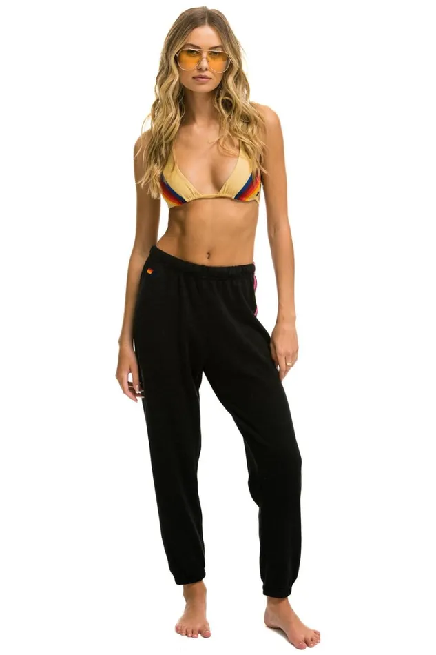 Women Bottoms Aviator Nation 5 STRIPE SWEATPANTS 8211 BLACK PINK PURPLE Women Bottoms Aviator Nation 5 STRIPE SWEATPANTS 8211 BLACK PINK PURPLE