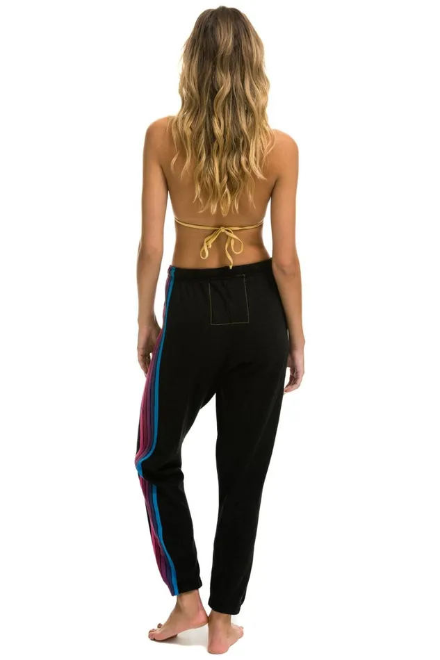 Women Bottoms Aviator Nation 5 STRIPE SWEATPANTS 8211 BLACK PINK PURPLE Women Bottoms Aviator Nation 5 STRIPE SWEATPANTS 8211 BLACK PINK PURPLE