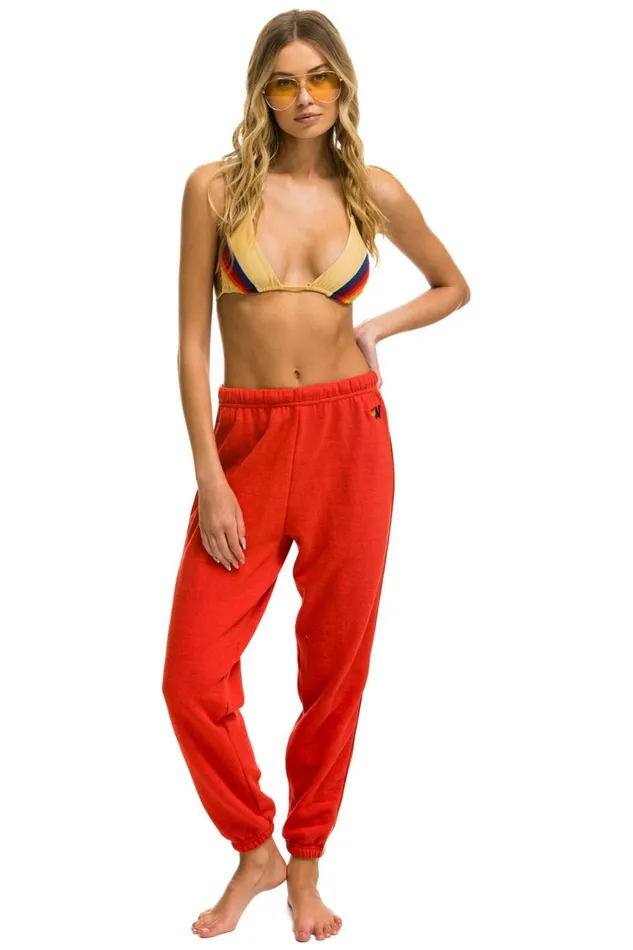 Women Bottoms Aviator Nation BOLT STRIPE SWEATPANTS 8211 RED Women Bottoms Aviator Nation BOLT STRIPE SWEATPANTS 8211 RED