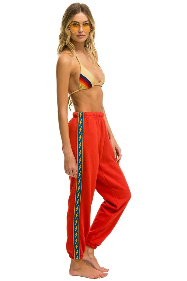 Women Bottoms Aviator Nation BOLT STRIPE SWEATPANTS 8211 RED Women Bottoms Aviator Nation BOLT STRIPE SWEATPANTS 8211 RED