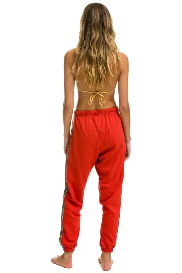 Women Bottoms Aviator Nation BOLT STRIPE SWEATPANTS 8211 RED Women Bottoms Aviator Nation BOLT STRIPE SWEATPANTS 8211 RED