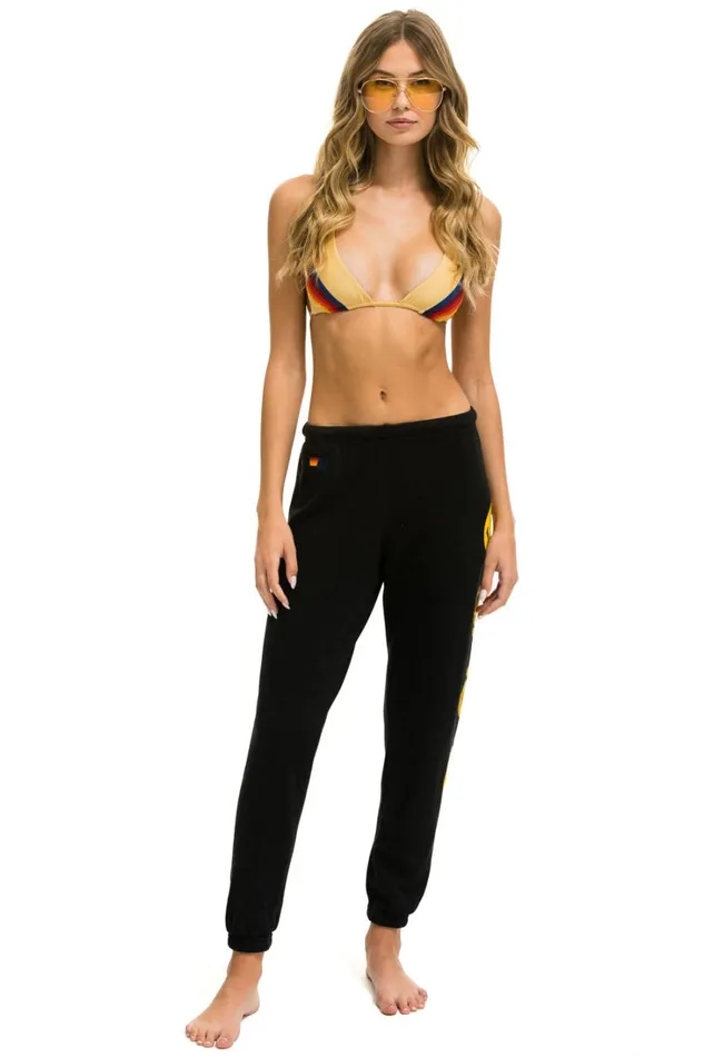Women Bottoms Aviator Nation SMILEY 2 LIGHT WEIGHT SWEATPANTS 8211 BLACK Women Bottoms Aviator Nation SMILEY 2 LIGHT WEIGHT SWEATPANTS 8211 BLACK