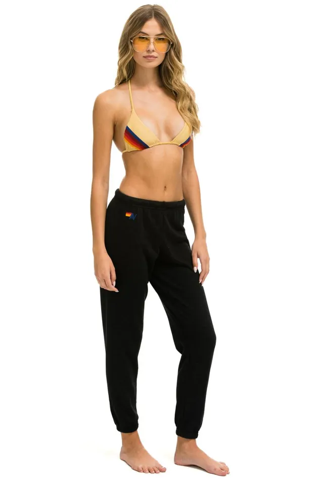 Women Bottoms Aviator Nation SMILEY 2 LIGHT WEIGHT SWEATPANTS 8211 BLACK Women Bottoms Aviator Nation SMILEY 2 LIGHT WEIGHT SWEATPANTS 8211 BLACK