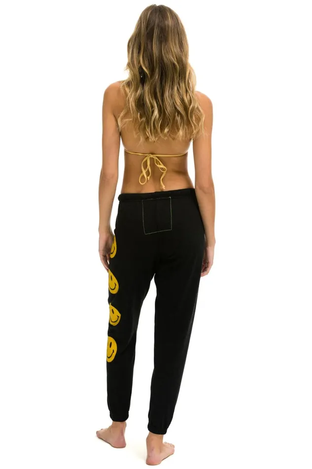 Women Bottoms Aviator Nation SMILEY 2 LIGHT WEIGHT SWEATPANTS 8211 BLACK Women Bottoms Aviator Nation SMILEY 2 LIGHT WEIGHT SWEATPANTS 8211 BLACK
