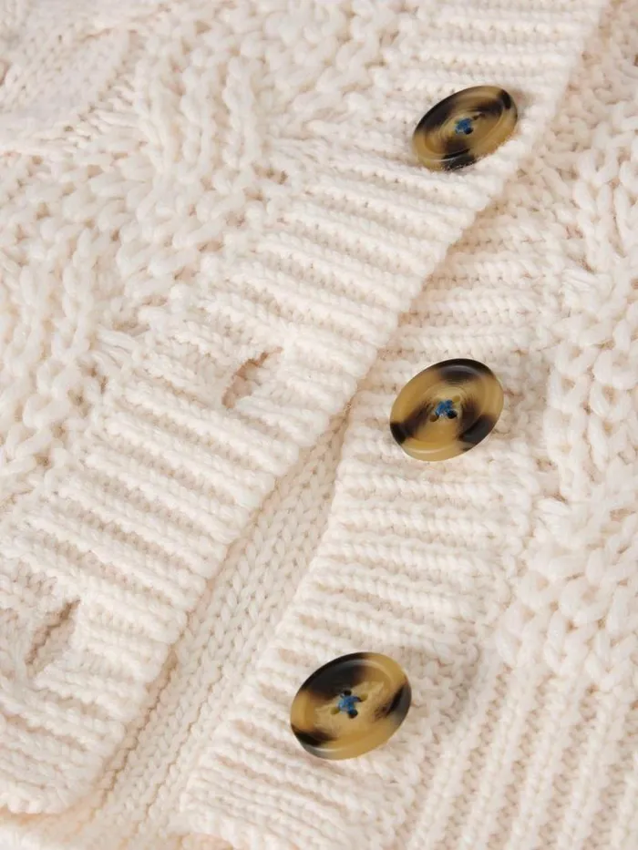 Women CABLE BUTTON THROUGH TANK Light Natural White Stuff Knitwear Women CABLE BUTTON THROUGH TANK Light Natural White Stuff Knitwear