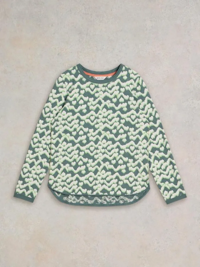 Women CLARA LONG SLEEVE TEE Teal Print White Stuff Tops and Tees Women CLARA LONG SLEEVE TEE Teal Print White Stuff Tops and Tees